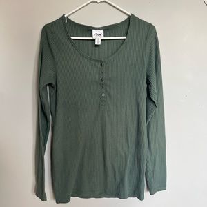 LED maternity long sleeve rubber Henley in sage green size M